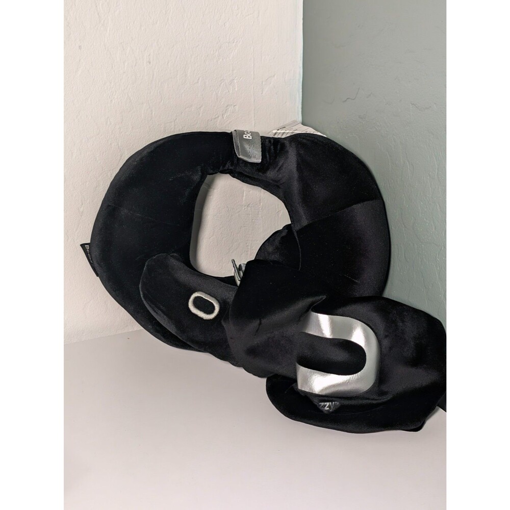 BCOZZY Velvet Travel Neck Pillow Double Neck Head Chin Support Size Large w Bag